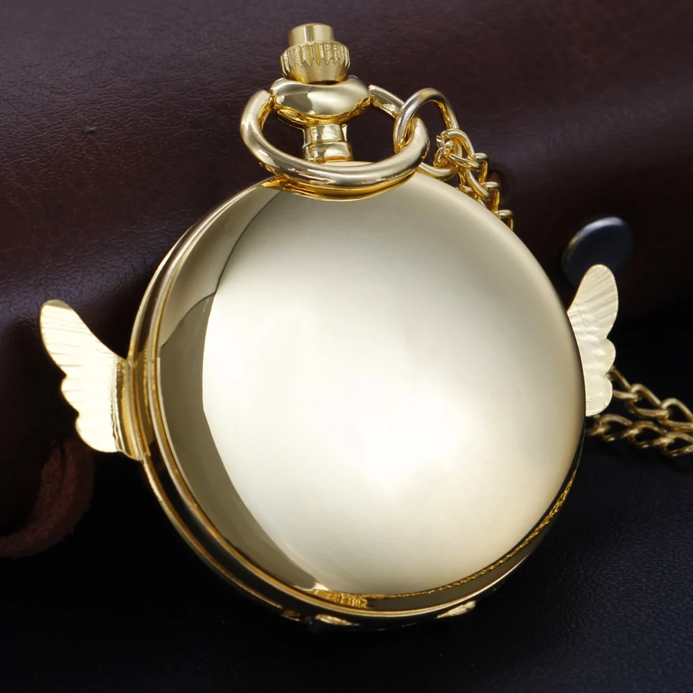 Cute Little Wings Beautiful Girl Five pointed Star Quartz Pocket Watch Fashion Necklace Pendant Clock Men's and Women's Gifts