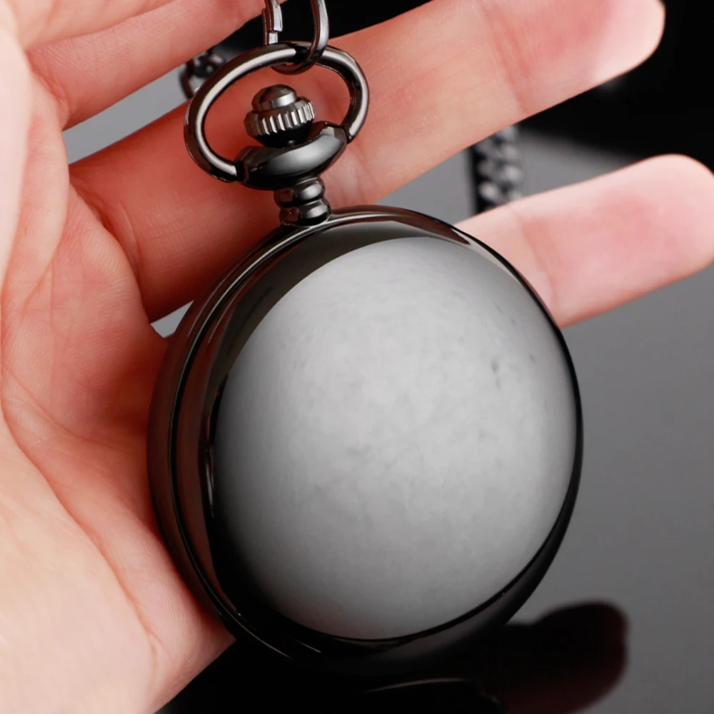 Classic Fashion 37CM Fob Chain Smooth Steel Polish Quartz Pocket Watch Mens Pendant Gifts