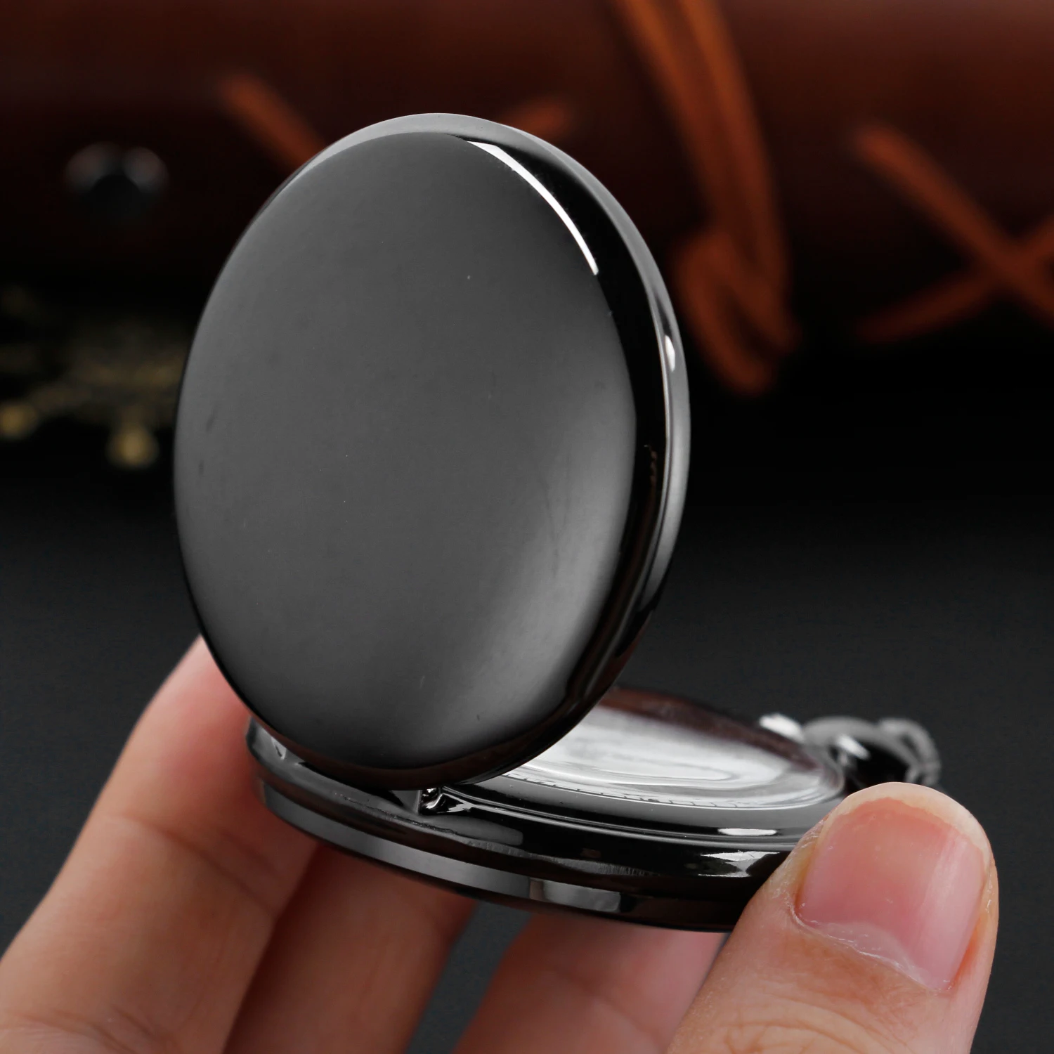 Classic Fashion 37CM Fob Chain Smooth Steel Polish Quartz Pocket Watch Mens Pendant Gifts