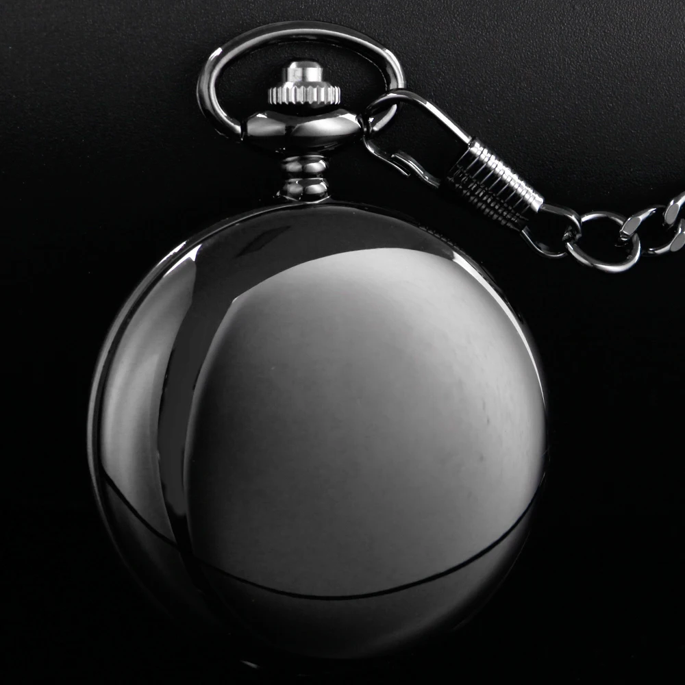 Classic Fashion 37CM Fob Chain Smooth Steel Polish Quartz Pocket Watch Mens Pendant Gifts