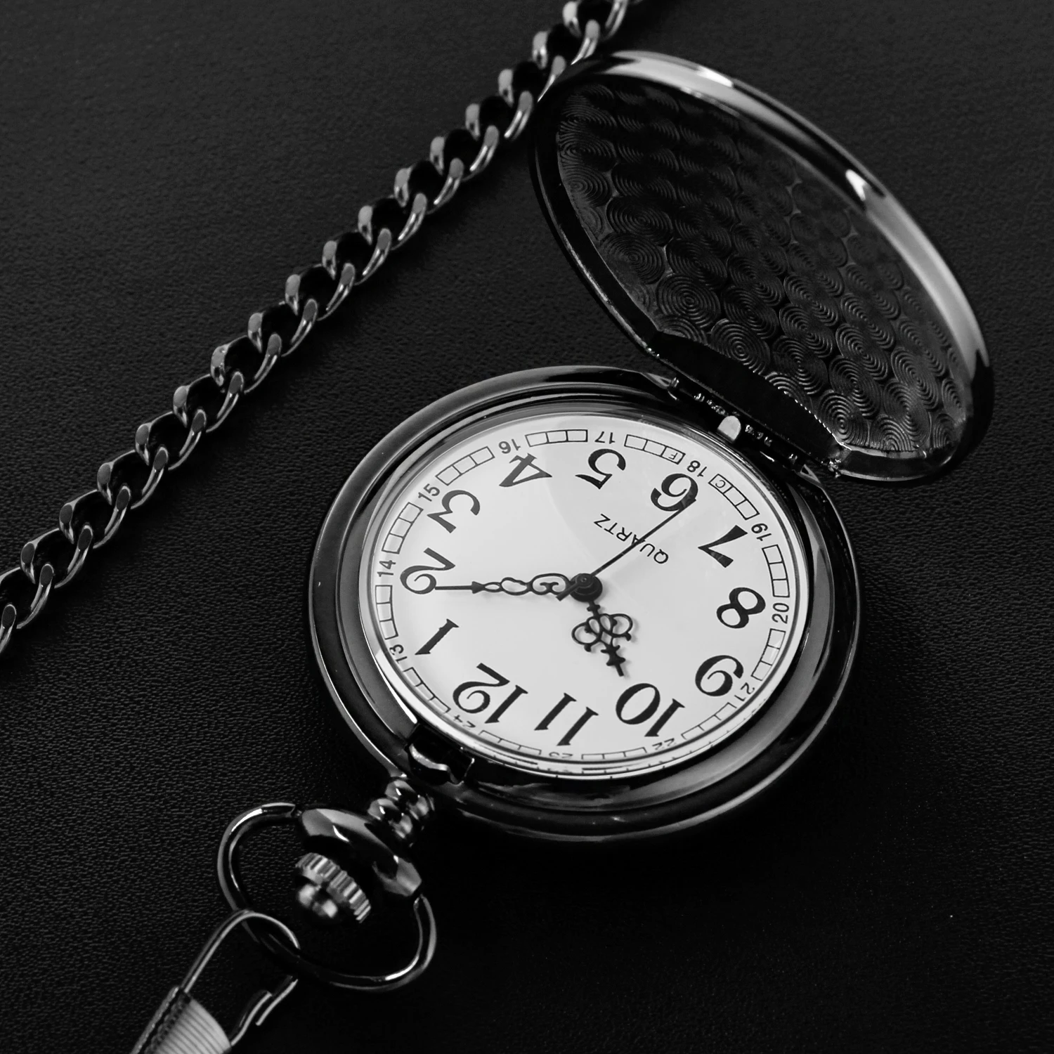 Classic Fashion 37CM Fob Chain Smooth Steel Polish Quartz Pocket Watch Mens Pendant Gifts