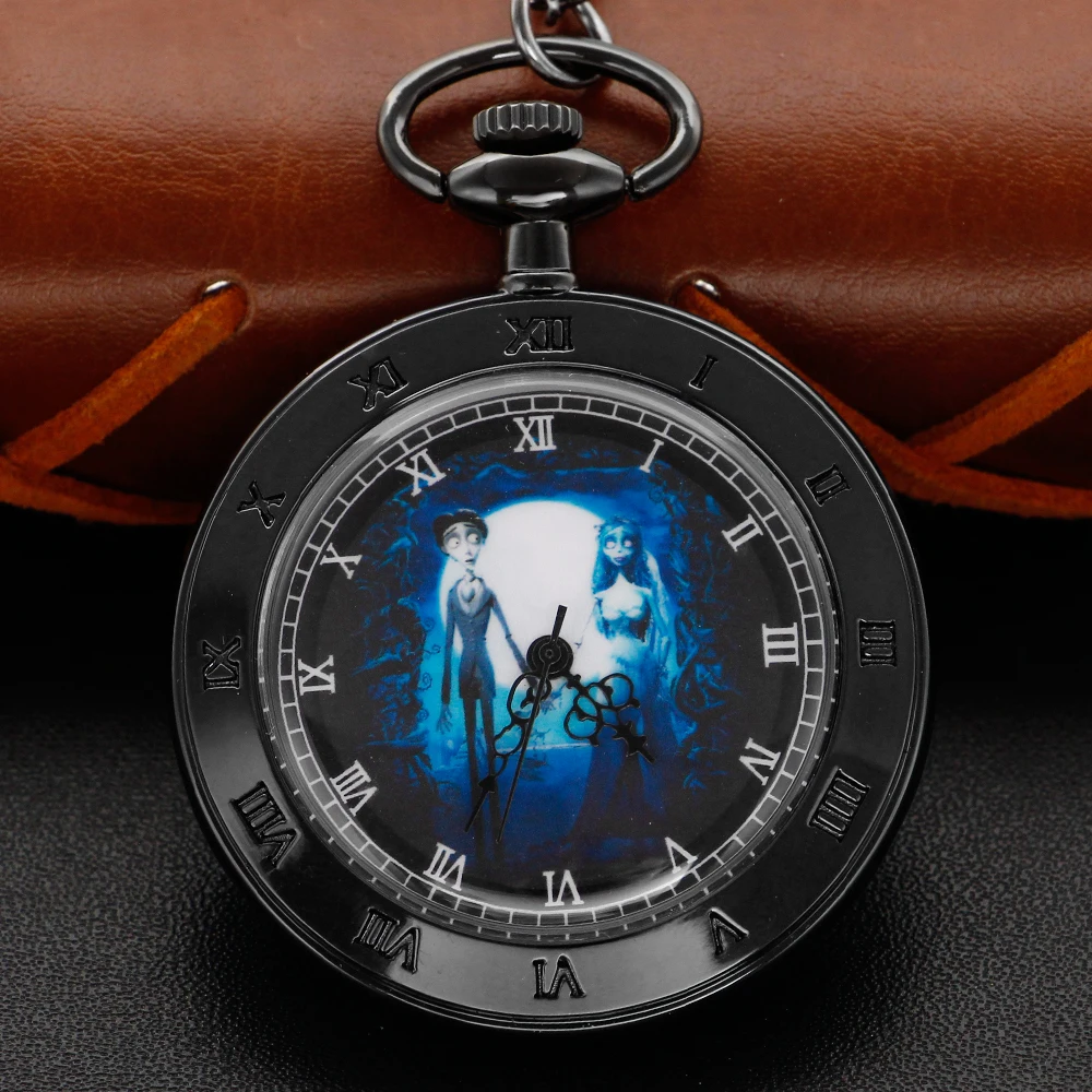 Antique Simple Wind Steel Roman Numerals Pocket Watch Bronze Antique Men Fob Chain Pendant Clock Women Children's Necklace Gift