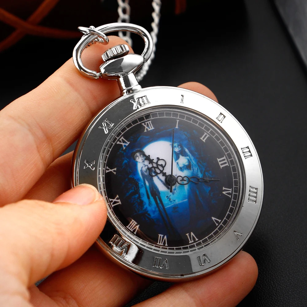Antique Simple Wind Steel Roman Numerals Pocket Watch Bronze Antique Men Fob Chain Pendant Clock Women Children's Necklace Gift
