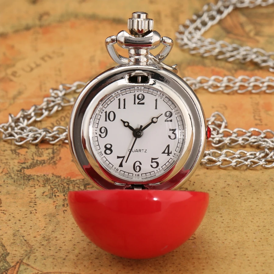 Antique Retro Ball Shaped Quartz Pocket Watch Fashion Sweater Angel Wings Necklace Chain Souvenir Gift for Men Women kids