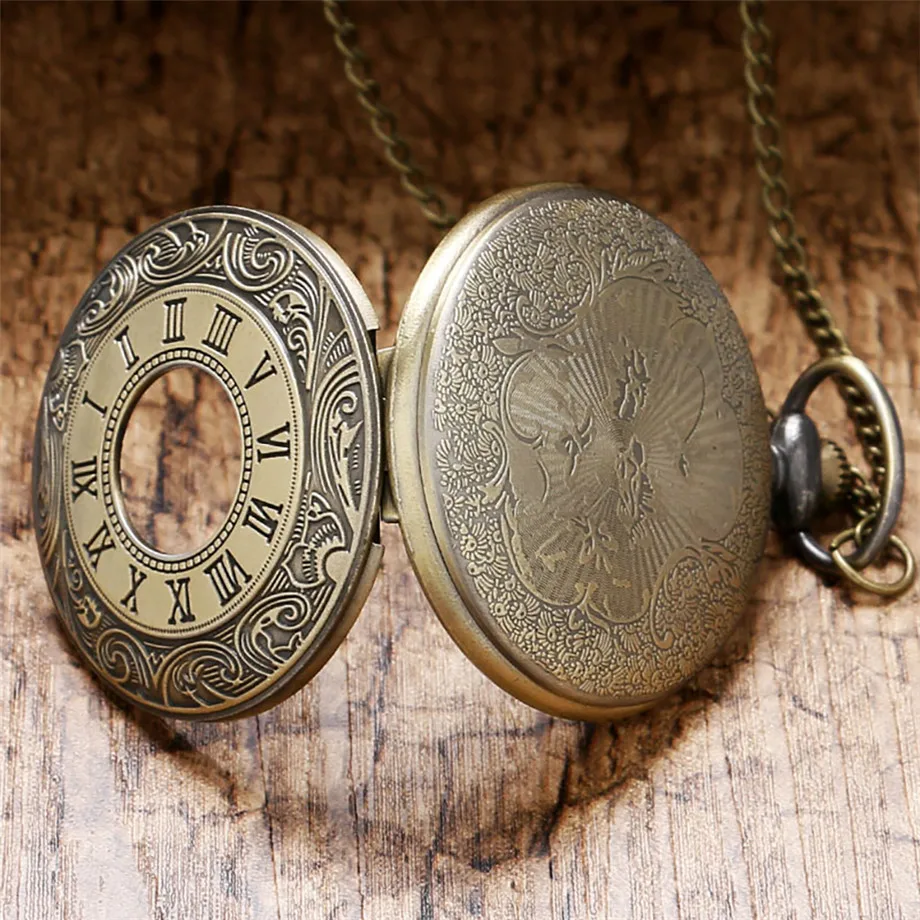 Vintage Charm Black Unisex Fashion Roman Number Quartz Steampunk Pocket Watch Women Man Necklace Pendant with Chain Gifts P427