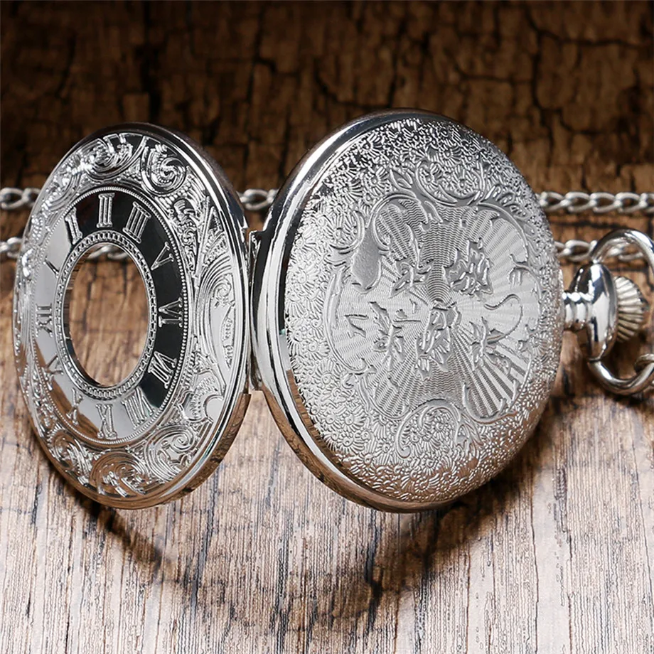Vintage Charm Black Unisex Fashion Roman Number Quartz Steampunk Pocket Watch Women Man Necklace Pendant with Chain Gifts P427