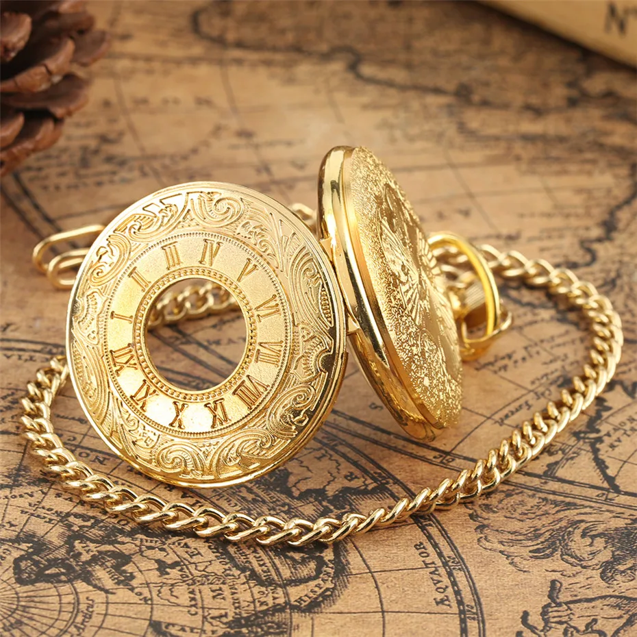 Vintage Charm Black Unisex Fashion Roman Number Quartz Steampunk Pocket Watch Women Man Necklace Pendant with Chain Gifts P427