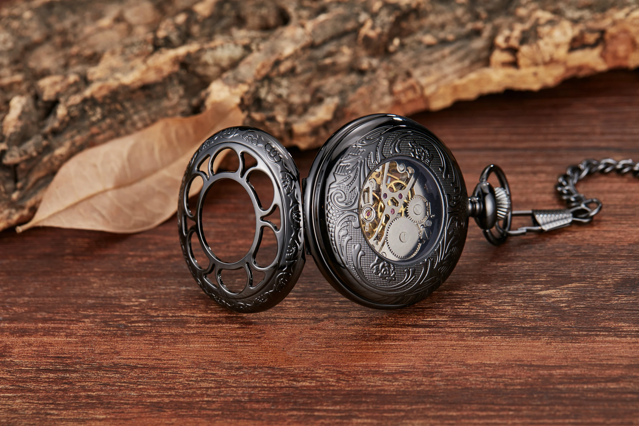 Retro classic mechanical pocket watch luminous petals hollowed out flip cover manual winding men women mechanical pocket watch
