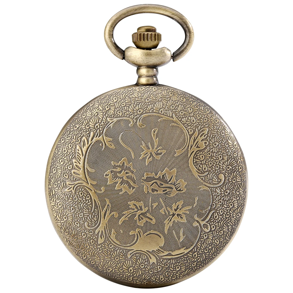 Old Fashioned Comic Cartoon Bronze Mouse Pattern Quartz Pocket Watch Necklace Pendant FOB Antique Clock with 80cm/30cm Chain