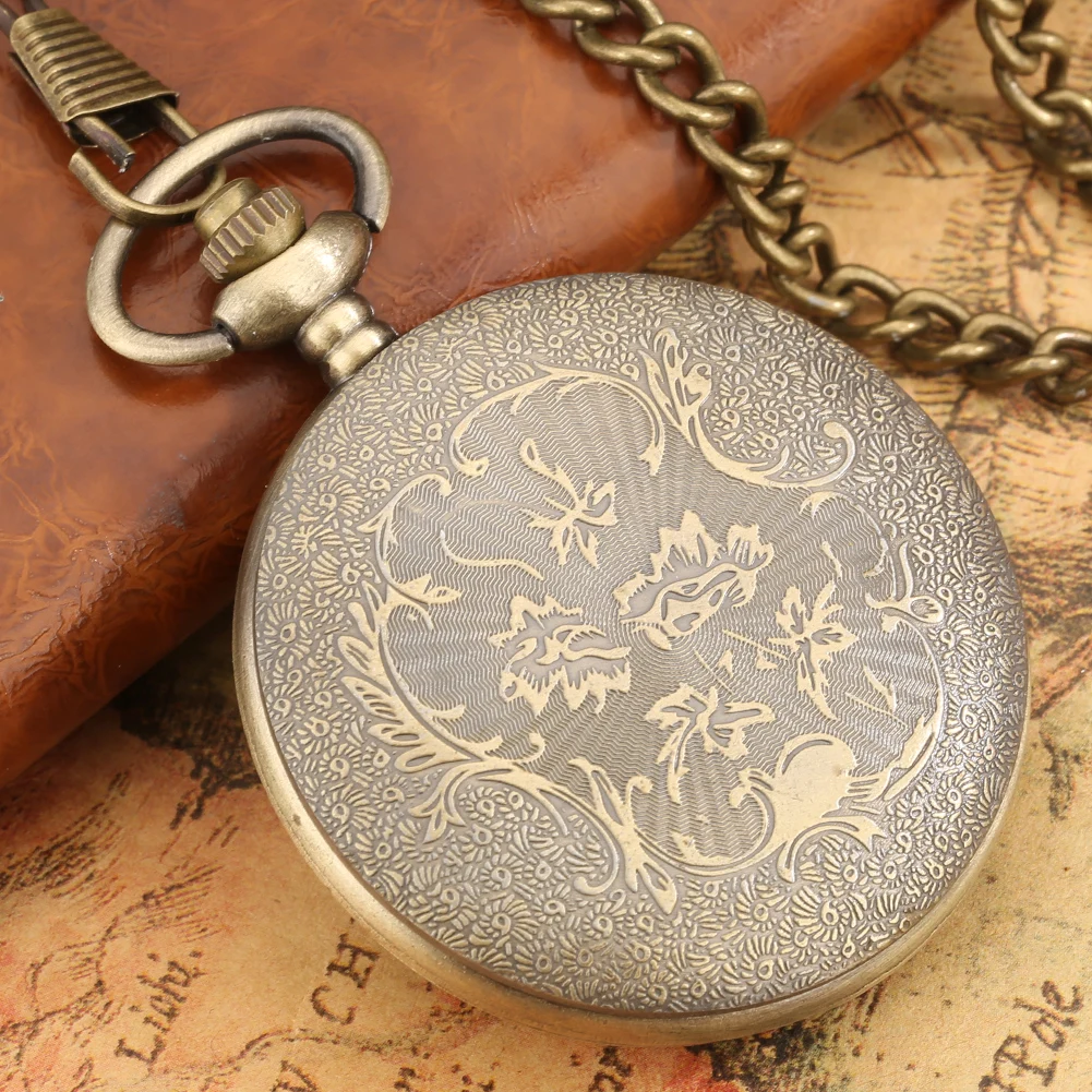 Old Fashioned Comic Cartoon Bronze Mouse Pattern Quartz Pocket Watch Necklace Pendant FOB Antique Clock with 80cm/30cm Chain