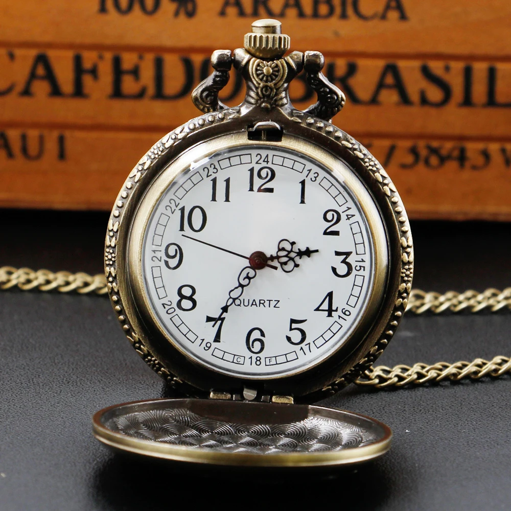 Bronze Soldiers Design Quartz Pocket Watch Sweater Necklace Chain Military Army Pendant Pocket Clock Souvenir Gift For Men