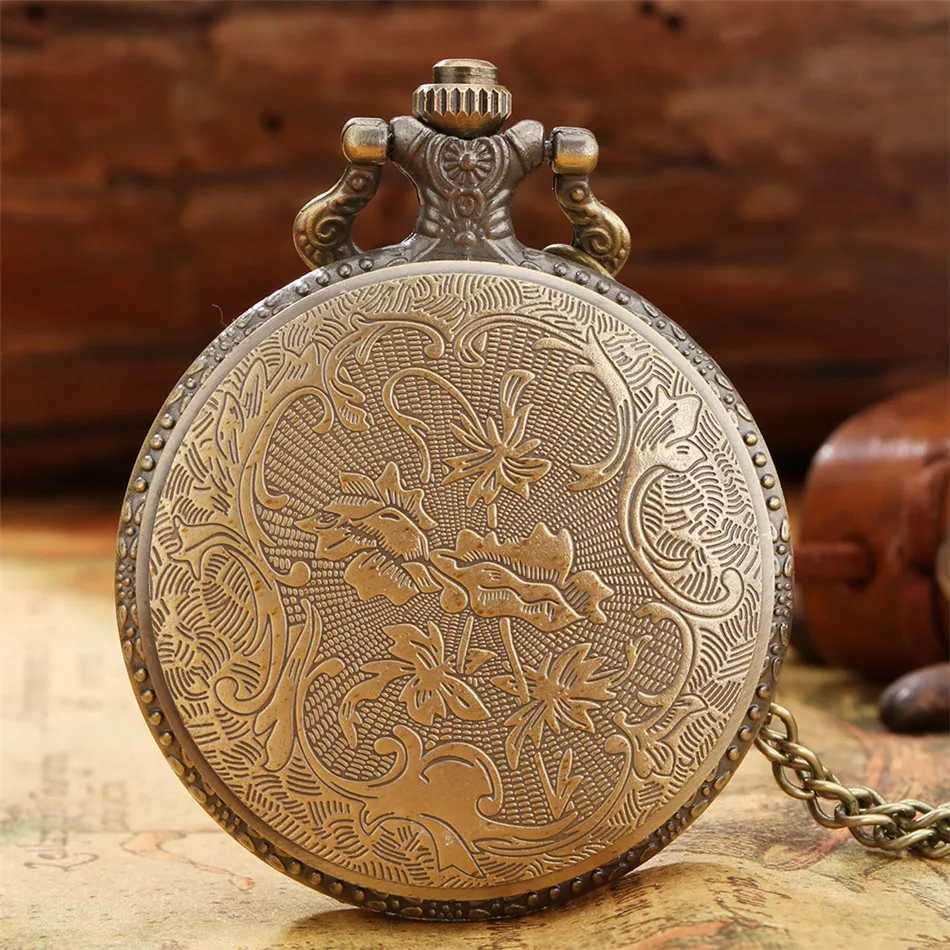 Vintage Bronze Late Sleeping Man Necklace Quartz Pocket Watch Clock Chain Men Women