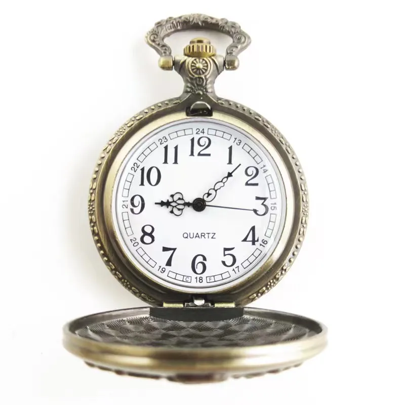 Vintage Bronze Late Sleeping Man Necklace Quartz Pocket Watch Clock Chain Men Women
