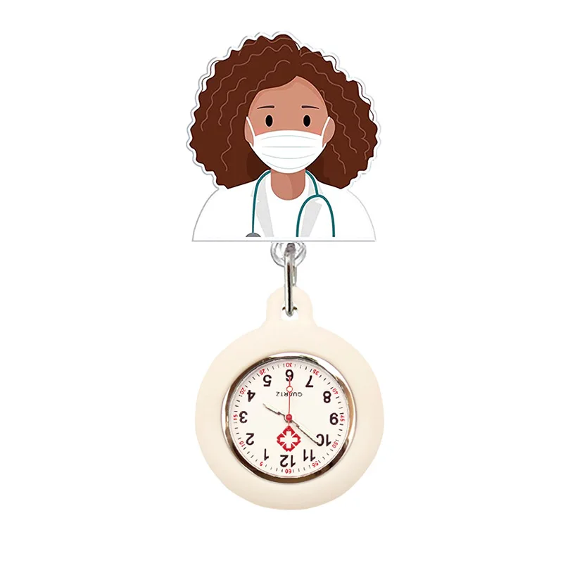 10 Colors Acrylic Black Nurse Retractable Nurse Doctor FOB Pocket Watches Alligator Clip Hang Medicine Clock Gift Watches