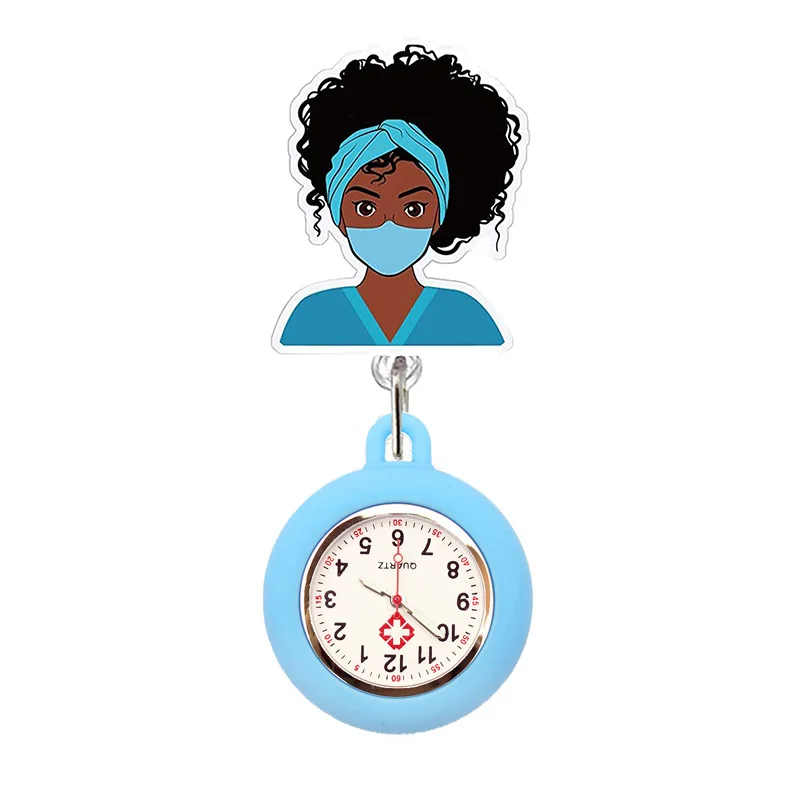 10 Colors Acrylic Black Nurse Retractable Nurse Doctor FOB Pocket Watches Alligator Clip Hang Medicine Clock Gift Watches