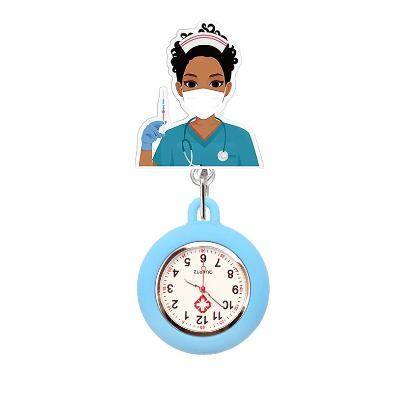 10 Colors Acrylic Black Nurse Retractable Nurse Doctor FOB Pocket Watches Alligator Clip Hang Medicine Clock Gift Watches