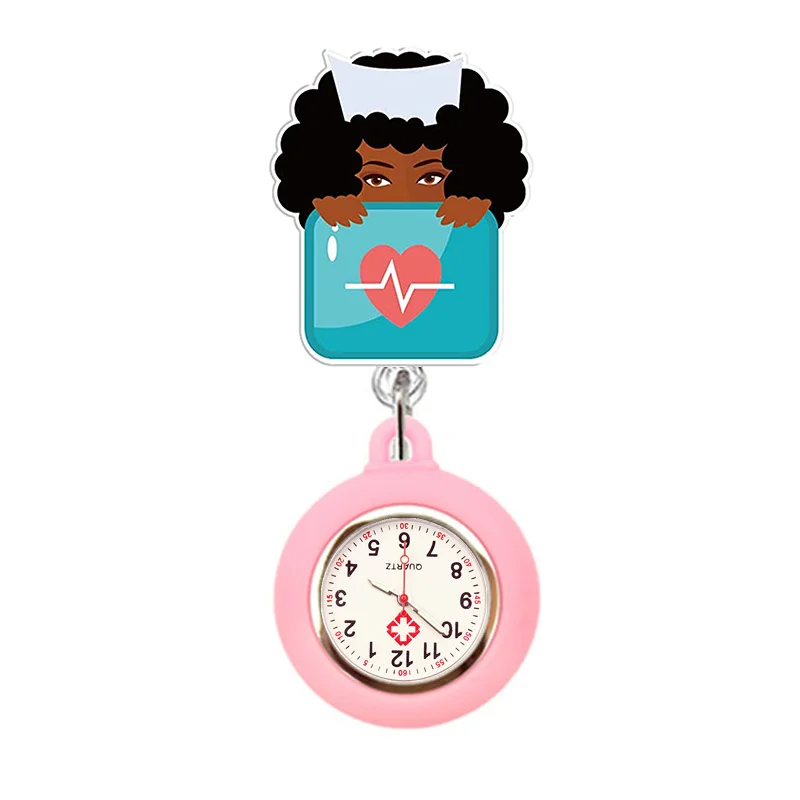 10 Colors Acrylic Black Nurse Retractable Nurse Doctor FOB Pocket Watches Alligator Clip Hang Medicine Clock Gift Watches