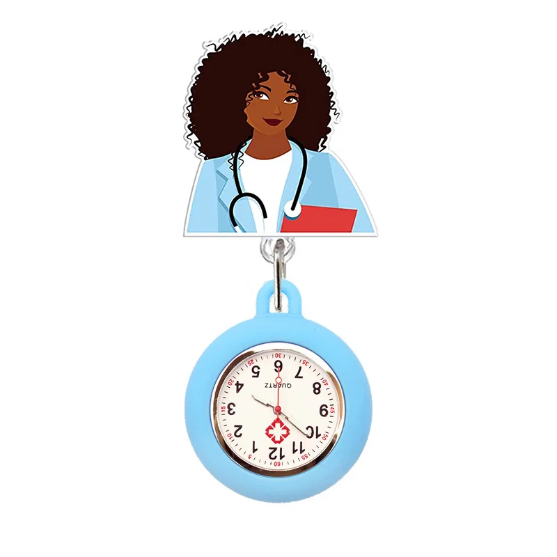 10 Colors Acrylic Black Nurse Retractable Nurse Doctor FOB Pocket Watches Alligator Clip Hang Medicine Clock Gift Watches