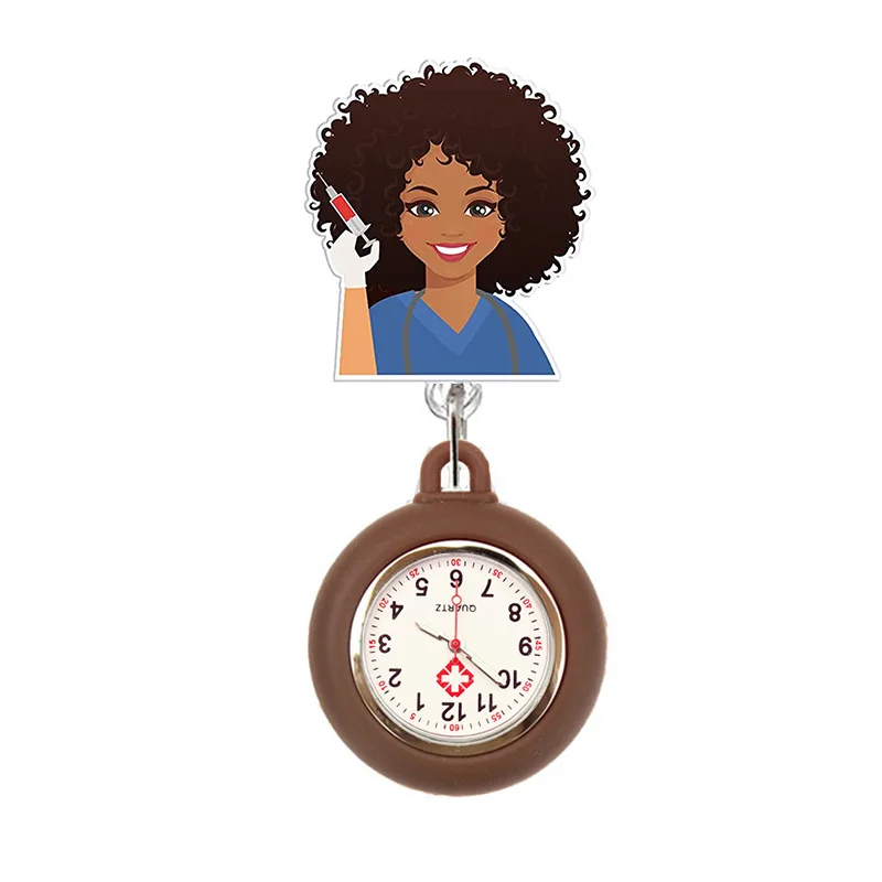 10 Colors Acrylic Black Nurse Retractable Nurse Doctor FOB Pocket Watches Alligator Clip Hang Medicine Clock Gift Watches