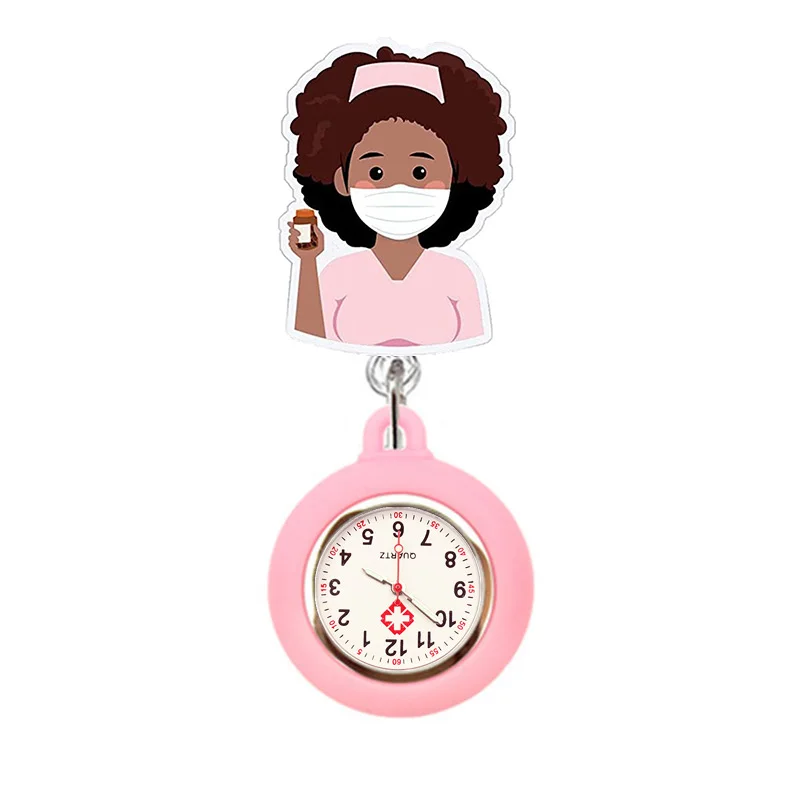 10 Colors Acrylic Black Nurse Retractable Nurse Doctor FOB Pocket Watches Alligator Clip Hang Medicine Clock Gift Watches
