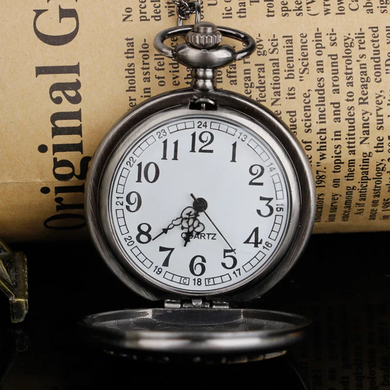 reloj de bolsillo Vintage Gold Star Sunflower Display Quartz Pocket Watch Necklace Chain Three Interlocking Fob Watch Gifts