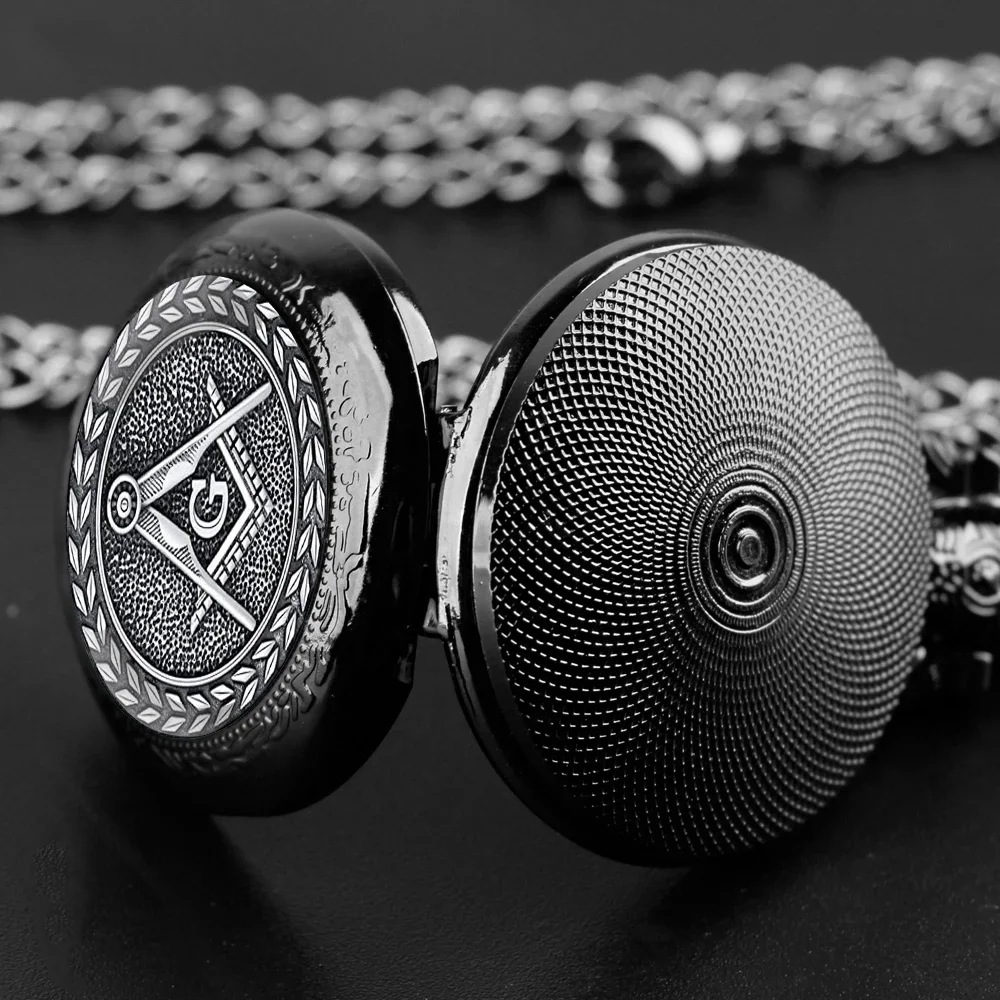 Free and Accepted Masons Glass Dome Pocket Watch with Chain Fashion Necklace Pendant Chain Jewelry Gifts Men Women Clock