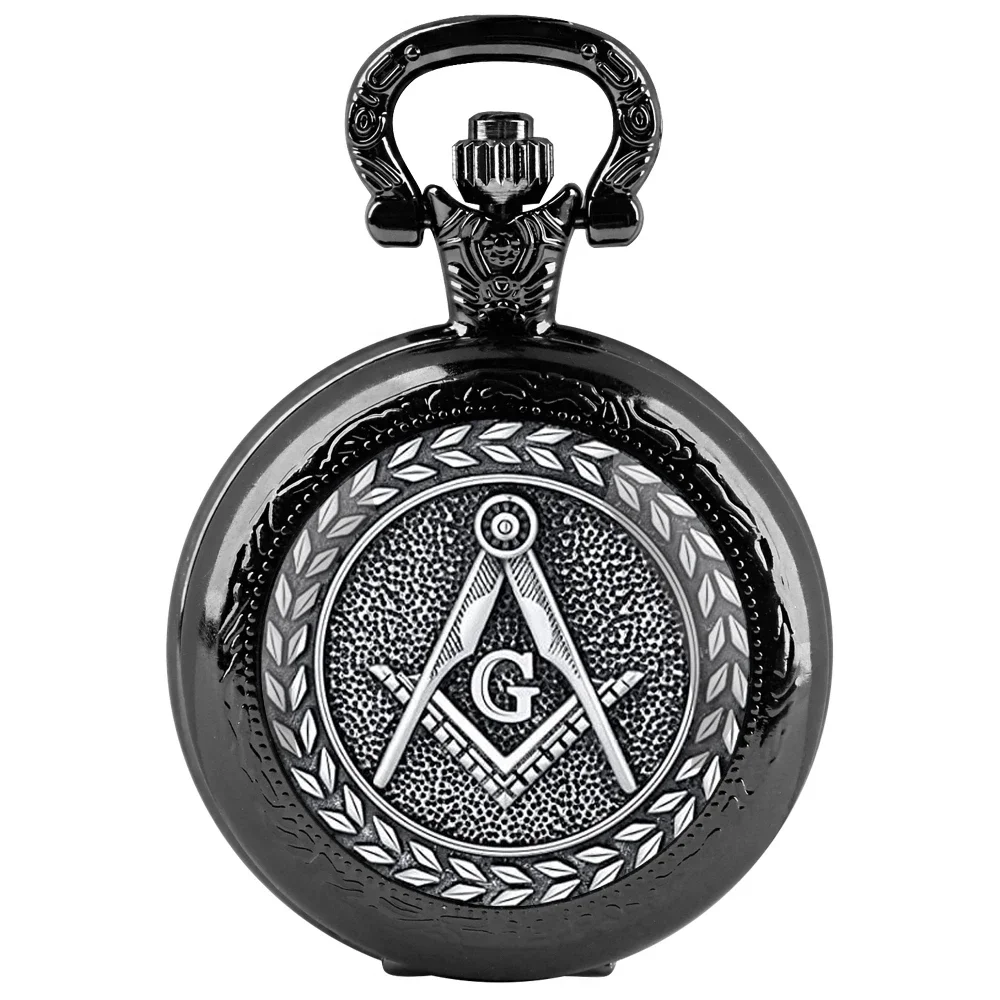 Free and Accepted Masons Glass Dome Pocket Watch with Chain Fashion Necklace Pendant Chain Jewelry Gifts Men Women Clock