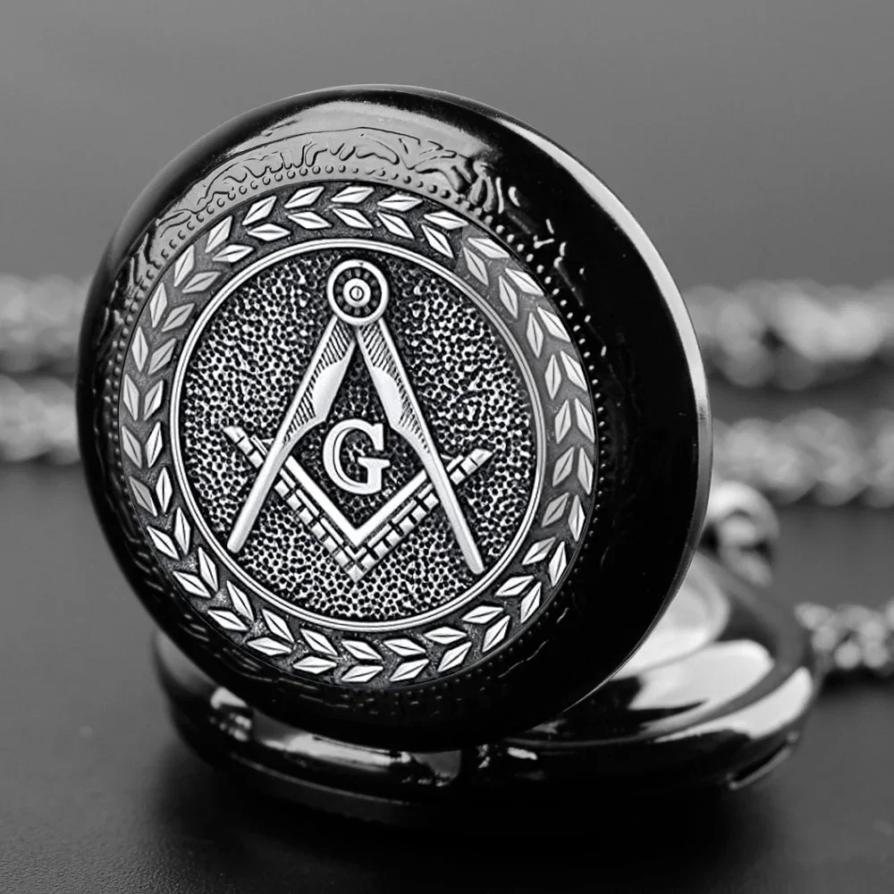 Free and Accepted Masons Glass Dome Pocket Watch with Chain Fashion Necklace Pendant Chain Jewelry Gifts Men Women Clock