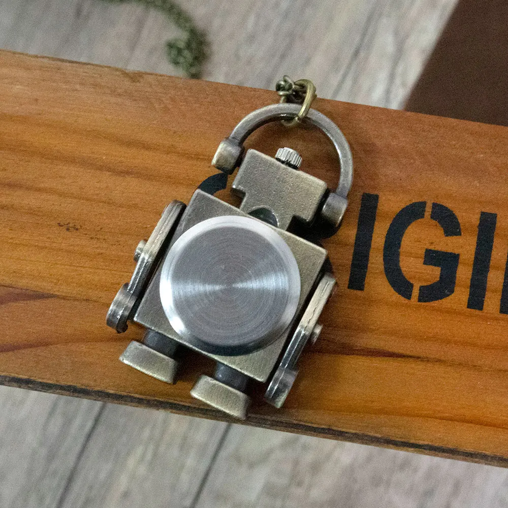 Fashionable and Cool Robot Quartz Pocket Watch with Arabic Numerals Circular Dial as a Souvenir for Male and Female Students