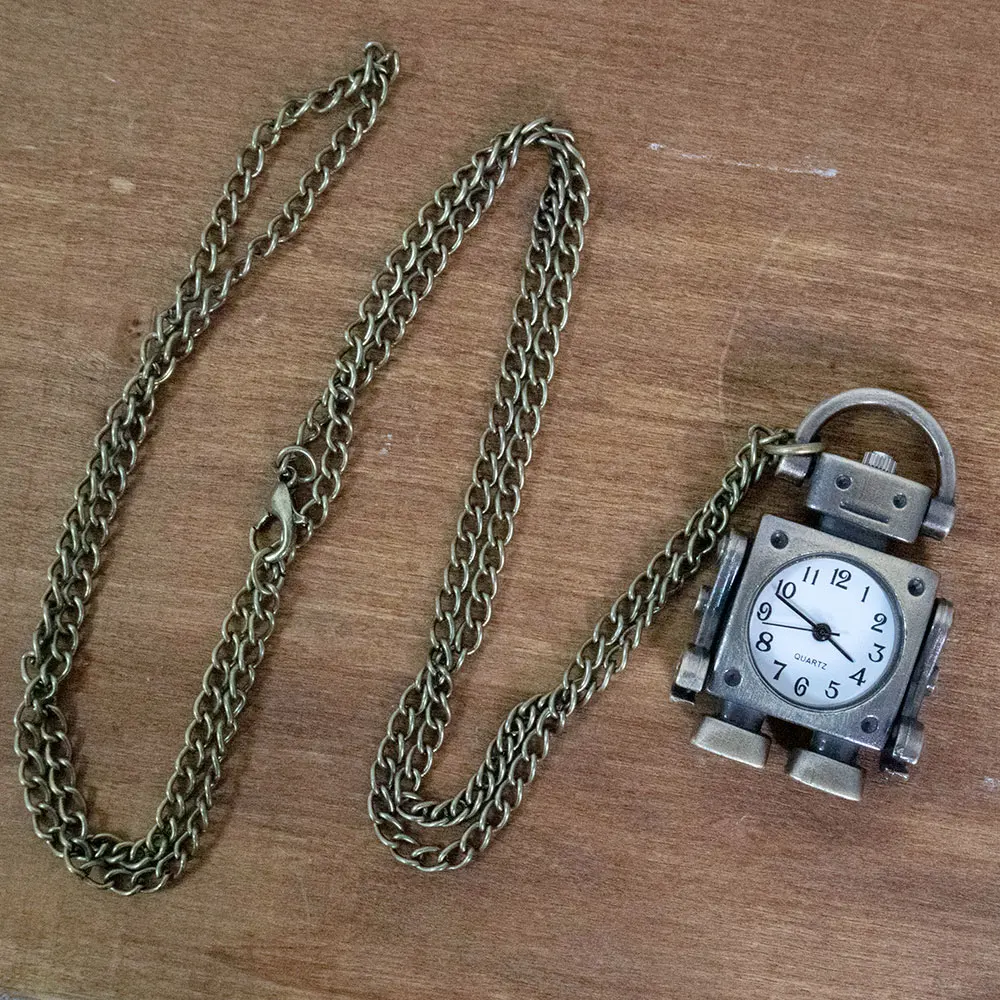 Fashionable and Cool Robot Quartz Pocket Watch with Arabic Numerals Circular Dial as a Souvenir for Male and Female Students