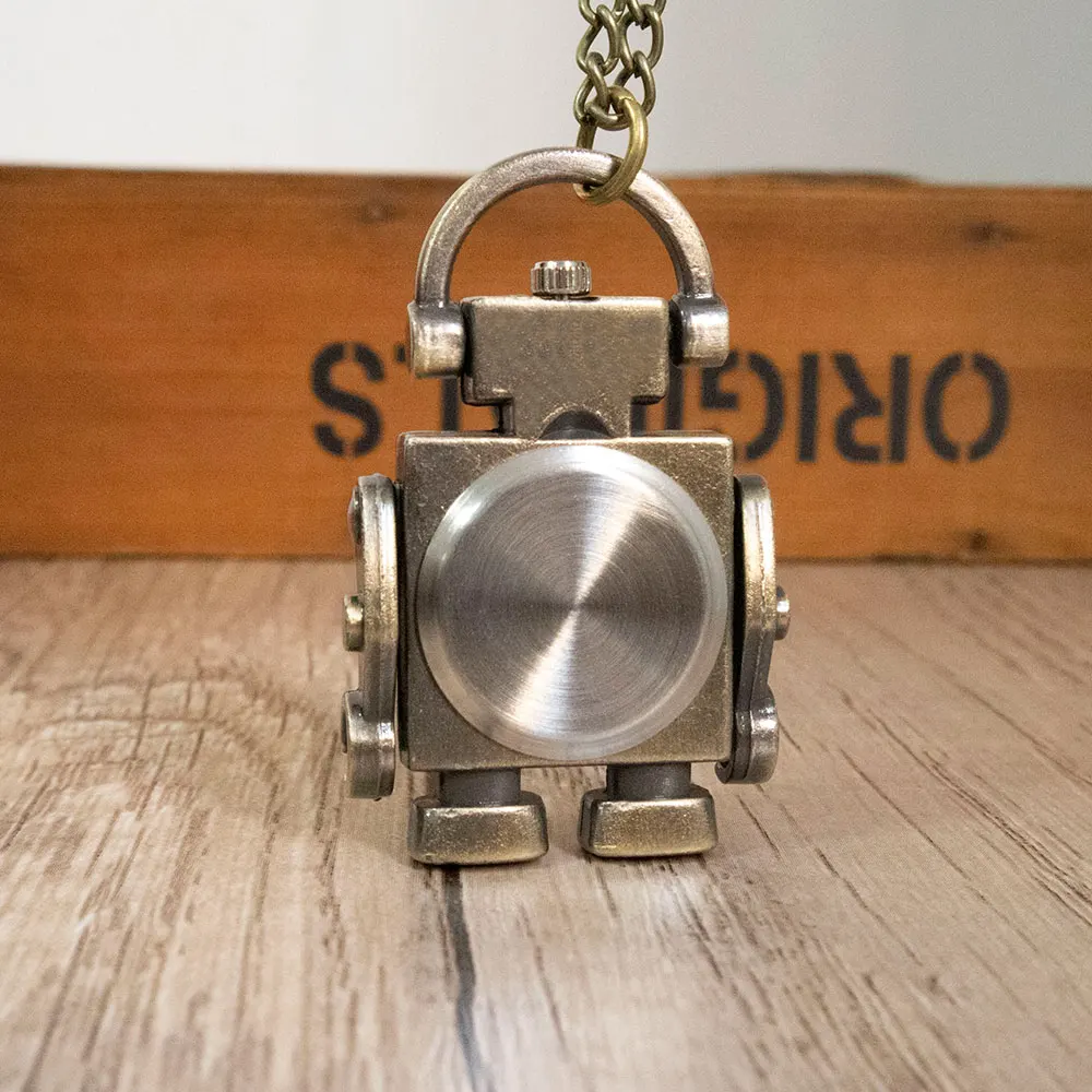 Fashionable and Cool Robot Quartz Pocket Watch with Arabic Numerals Circular Dial as a Souvenir for Male and Female Students
