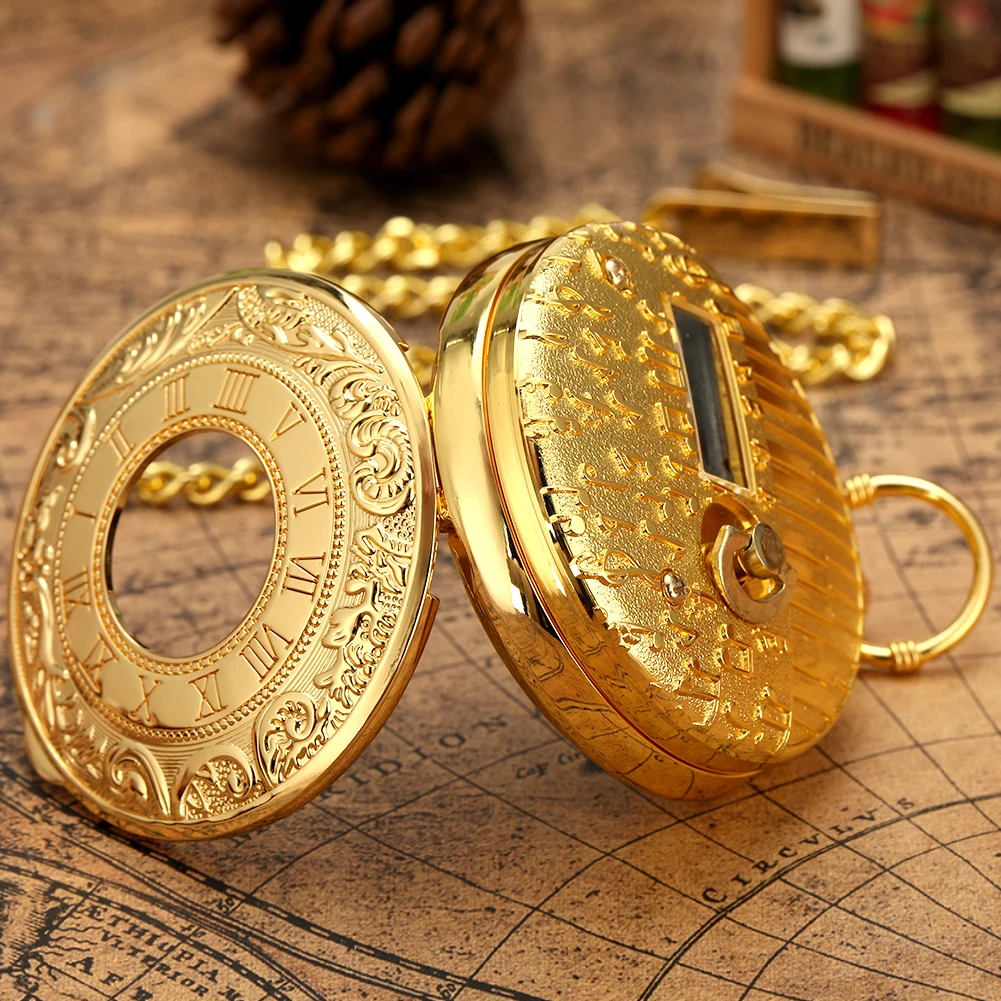 Musical Pocket Watch Roman Numerals Display Quartz Pendant Melody Castle in The Sky Music Pocket Clock Creative Timepiece Gifts
