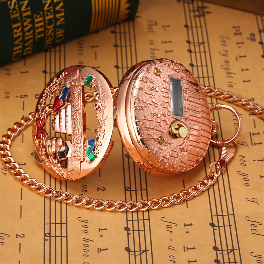 Happy Birthday Melody Musical Quartz Pocket Watch Silver/Gold/Rose Gold Music Pendant Pocket Timepiece Gifts Men Women Kids