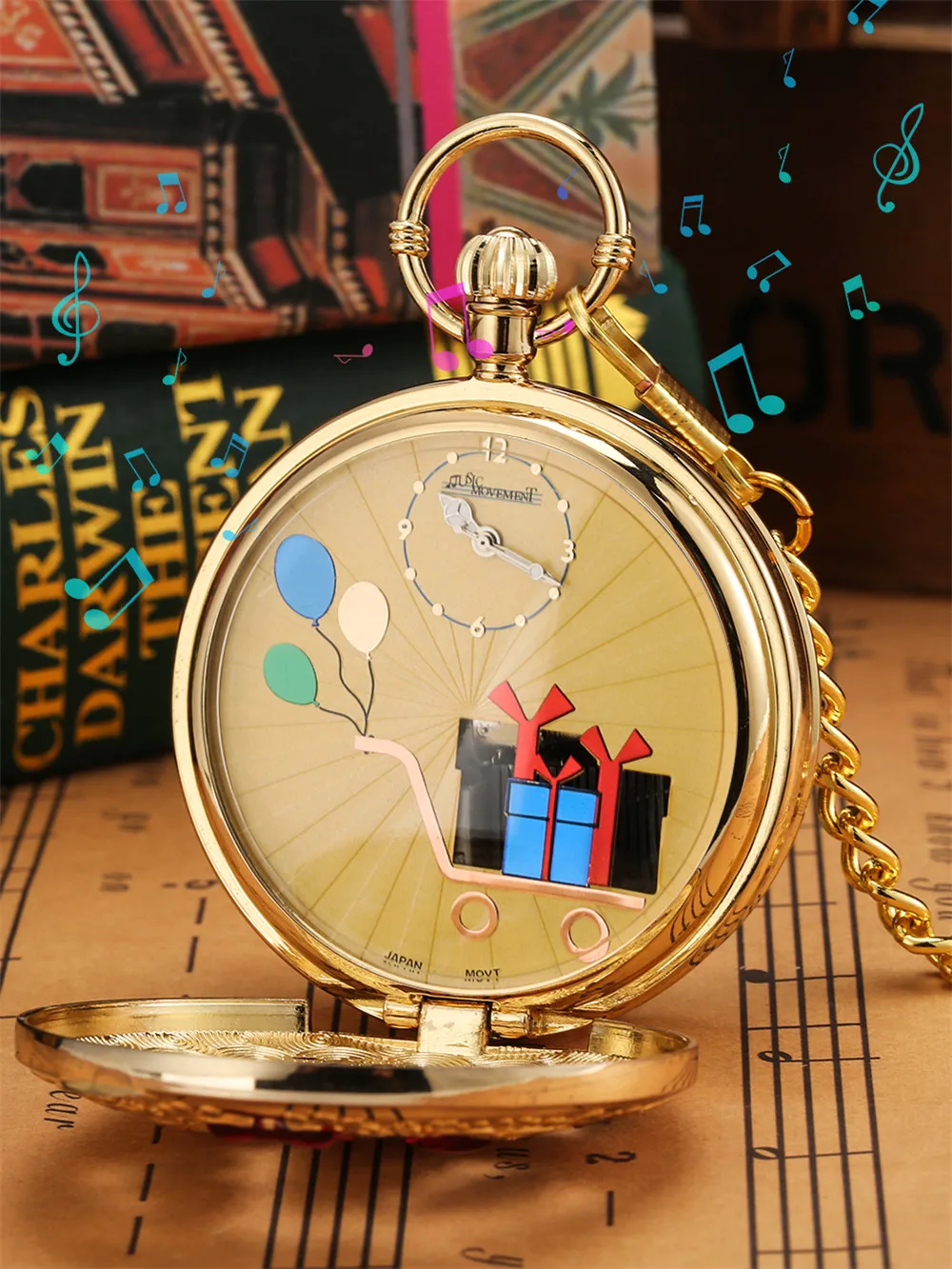 Happy Birthday Melody Musical Quartz Pocket Watch Silver/Gold/Rose Gold Music Pendant Pocket Timepiece Gifts Men Women Kids