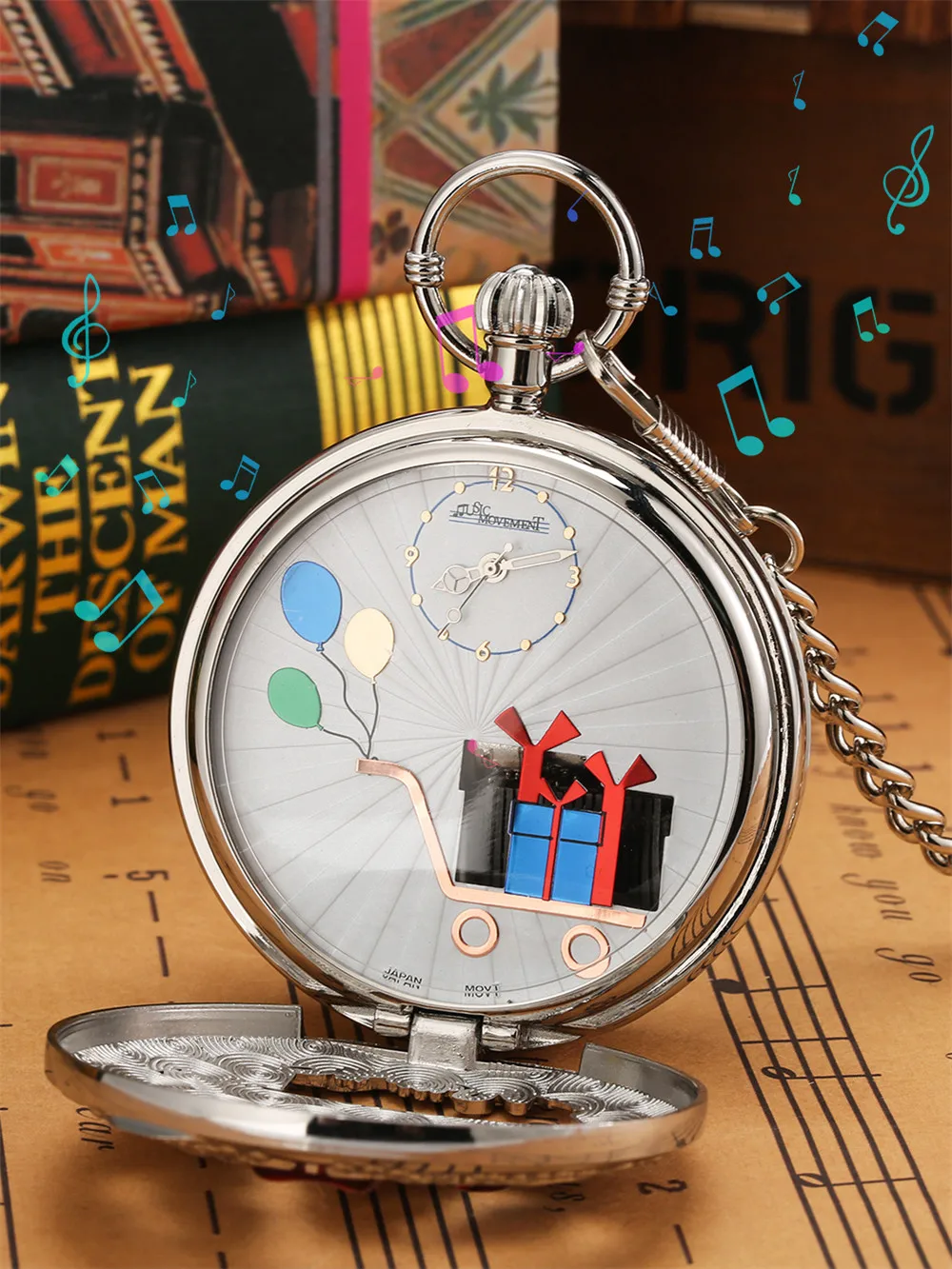 Happy Birthday Melody Musical Quartz Pocket Watch Silver/Gold/Rose Gold Music Pendant Pocket Timepiece Gifts Men Women Kids
