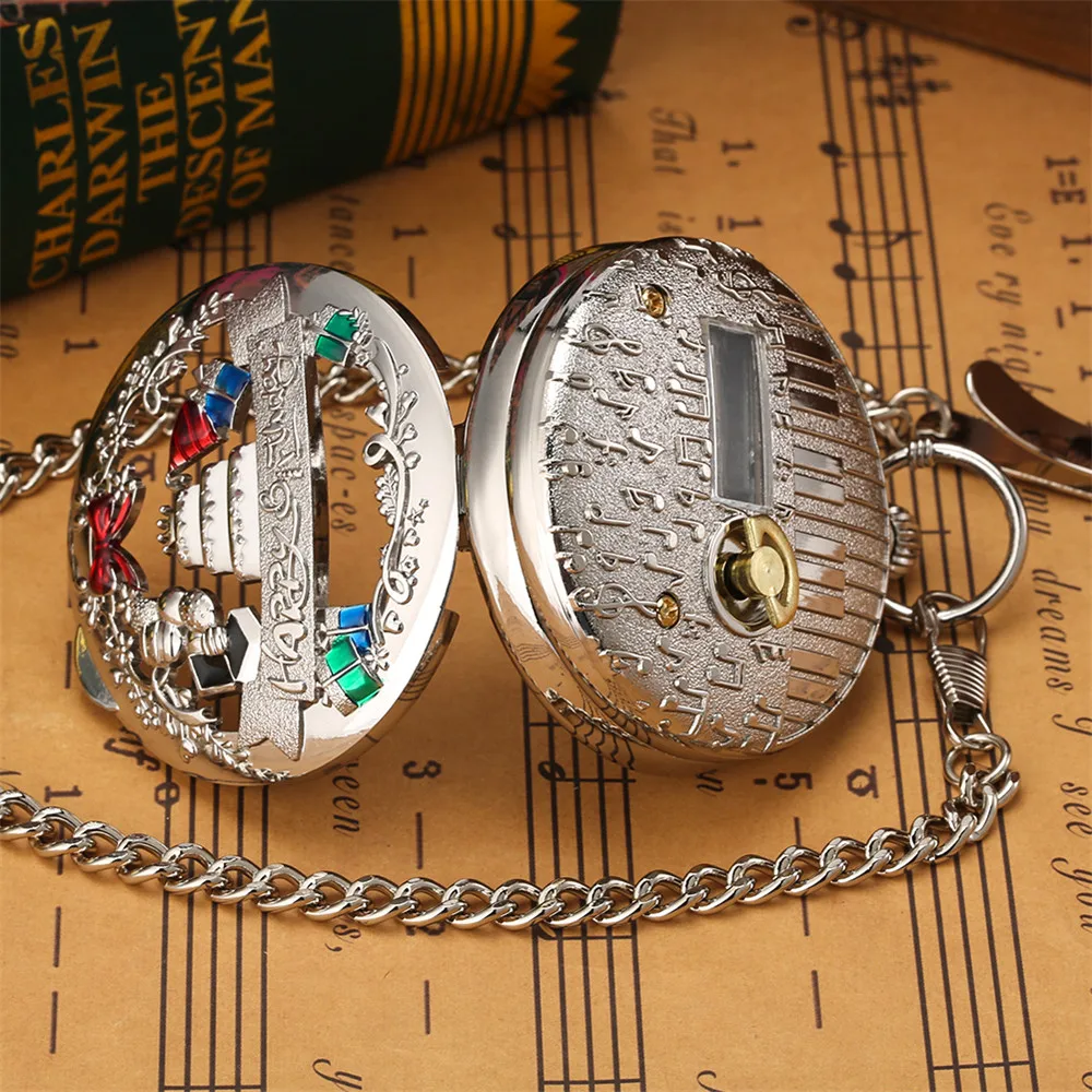 Happy Birthday Melody Musical Quartz Pocket Watch Silver/Gold/Rose Gold Music Pendant Pocket Timepiece Gifts Men Women Kids