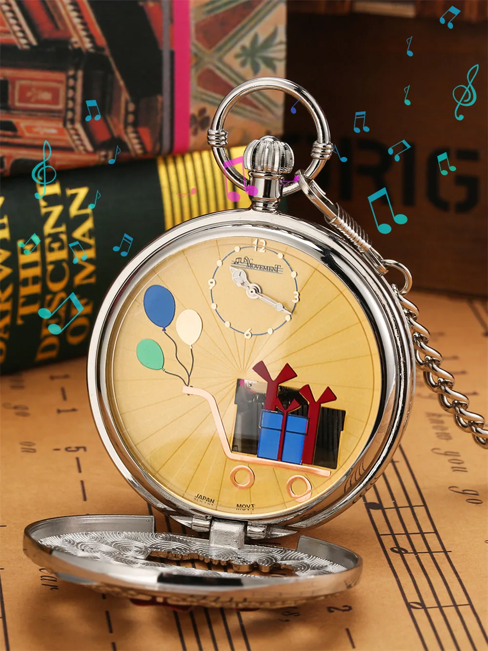 Happy Birthday Melody Musical Quartz Pocket Watch Silver/Gold/Rose Gold Music Pendant Pocket Timepiece Gifts Men Women Kids