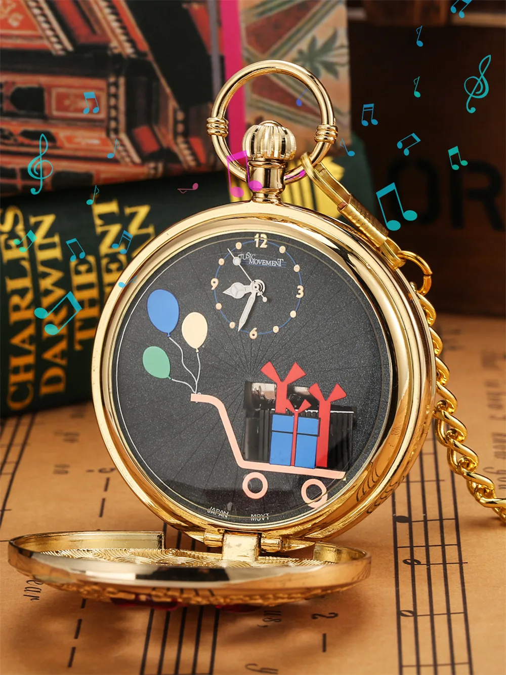 Happy Birthday Melody Musical Quartz Pocket Watch Silver/Gold/Rose Gold Music Pendant Pocket Timepiece Gifts Men Women Kids