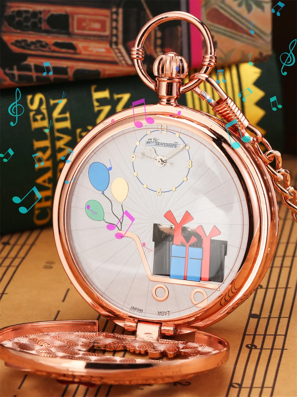 Happy Birthday Melody Musical Quartz Pocket Watch Silver/Gold/Rose Gold Music Pendant Pocket Timepiece Gifts Men Women Kids