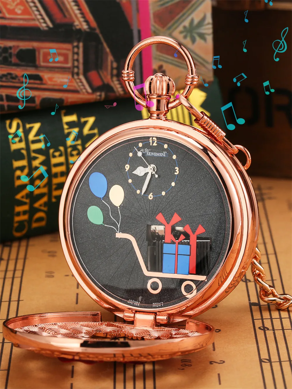 Happy Birthday Melody Musical Quartz Pocket Watch Silver/Gold/Rose Gold Music Pendant Pocket Timepiece Gifts Men Women Kids