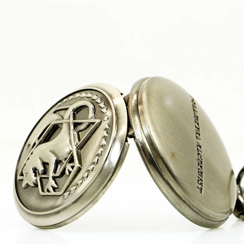 10pcs/lot Wholesale Hot Vintage Full Metal Alchemist Pocket Watch with Chain Anime Cosplay Girl Boy Pendant Clock Men Women Gift