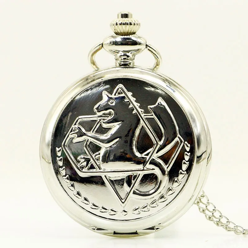 10pcs/lot Wholesale Hot Vintage Full Metal Alchemist Pocket Watch with Chain Anime Cosplay Girl Boy Pendant Clock Men Women Gift