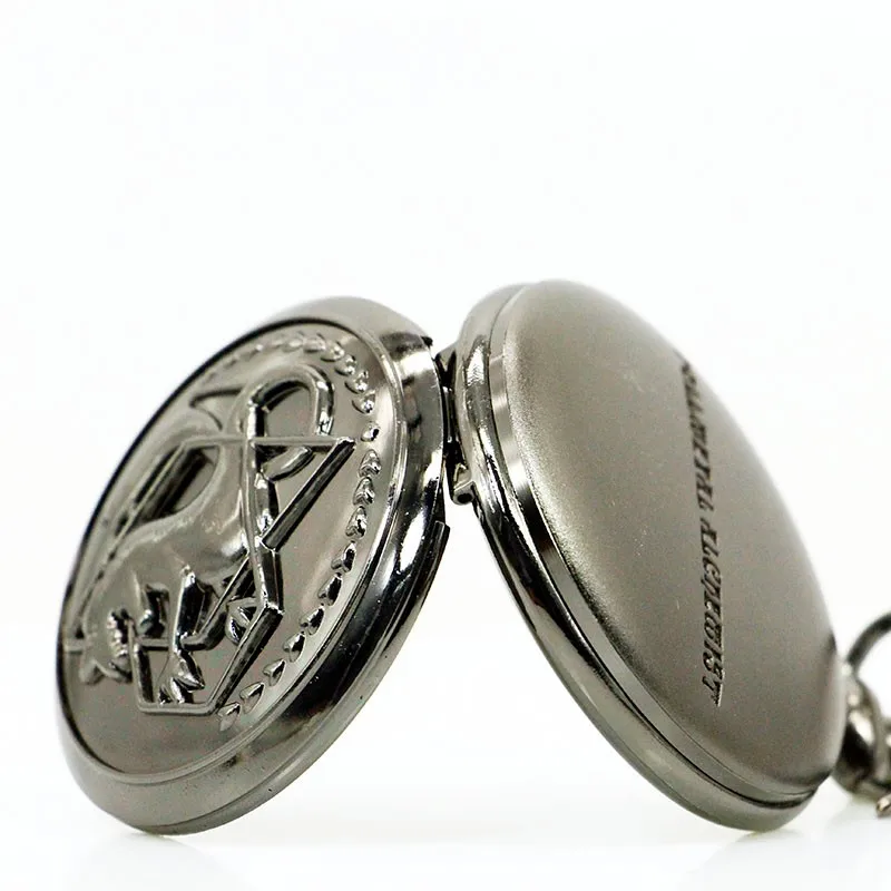 10pcs/lot Wholesale Hot Vintage Full Metal Alchemist Pocket Watch with Chain Anime Cosplay Girl Boy Pendant Clock Men Women Gift