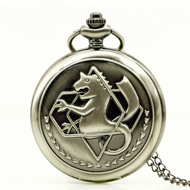 10pcs/lot Wholesale Hot Vintage Full Metal Alchemist Pocket Watch with Chain Anime Cosplay Girl Boy Pendant Clock Men Women Gift