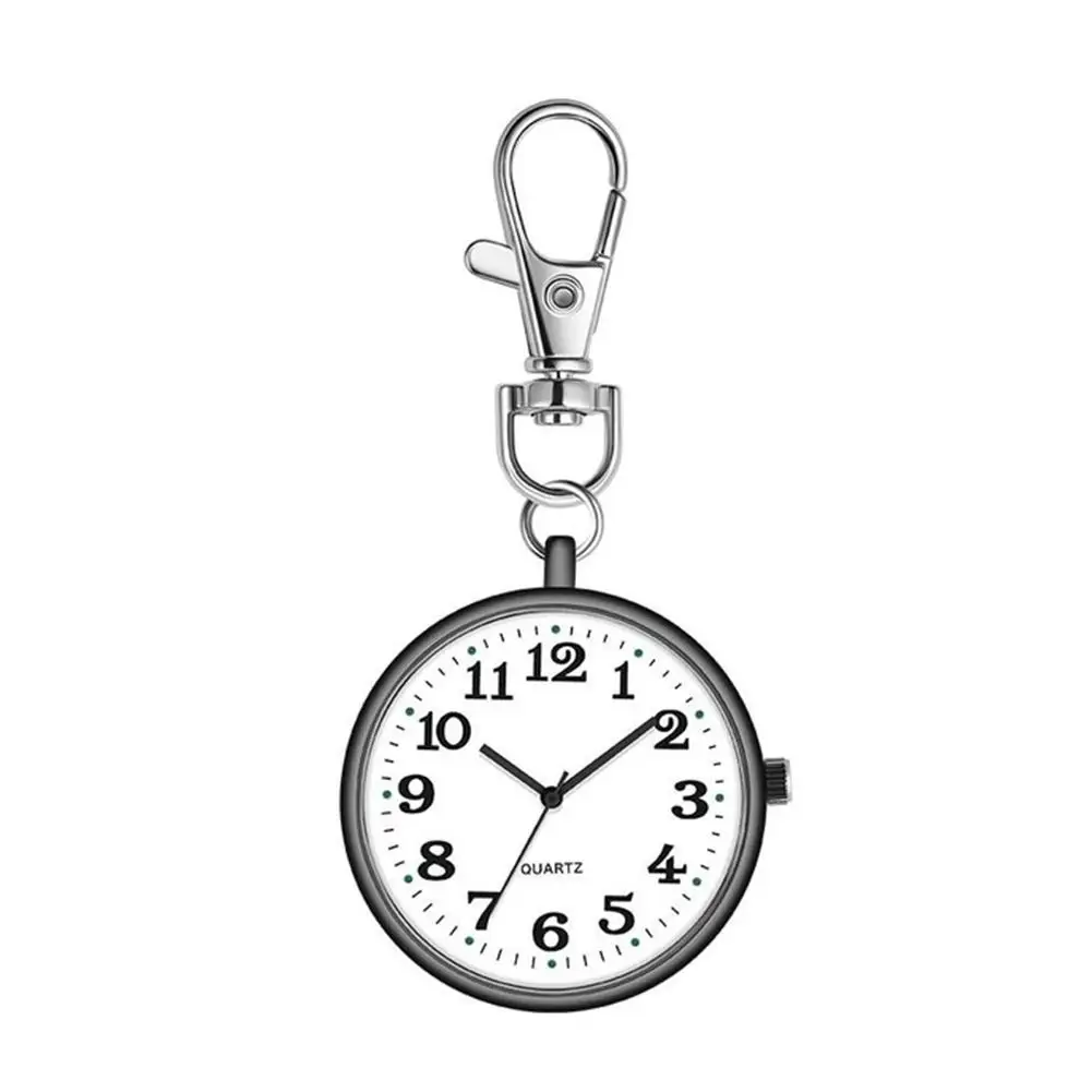 Fashion Unisex Round Dial Quartz Analog Nurse Medical Keychain Pocket Watch
