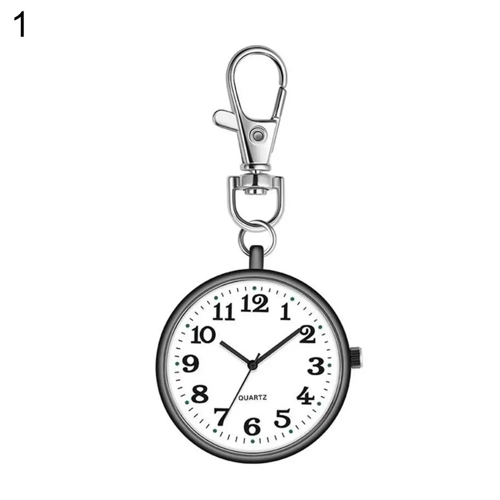 Fashion Unisex Round Dial Quartz Analog Nurse Medical Keychain Pocket Watch