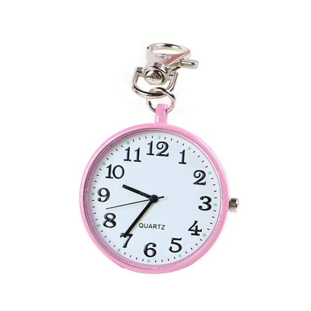 Fashion Unisex Round Dial Quartz Analog Nurse Medical Keychain Pocket Watch