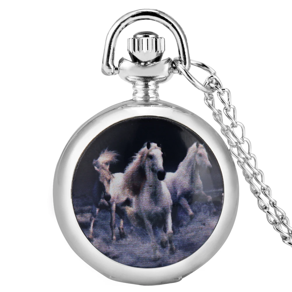 Small Size Animal Themed Vintage Pendant Necklace Pocket Watch Gift Unisex Quartz Analog Retro Exqusite Pocket Clock With Chain