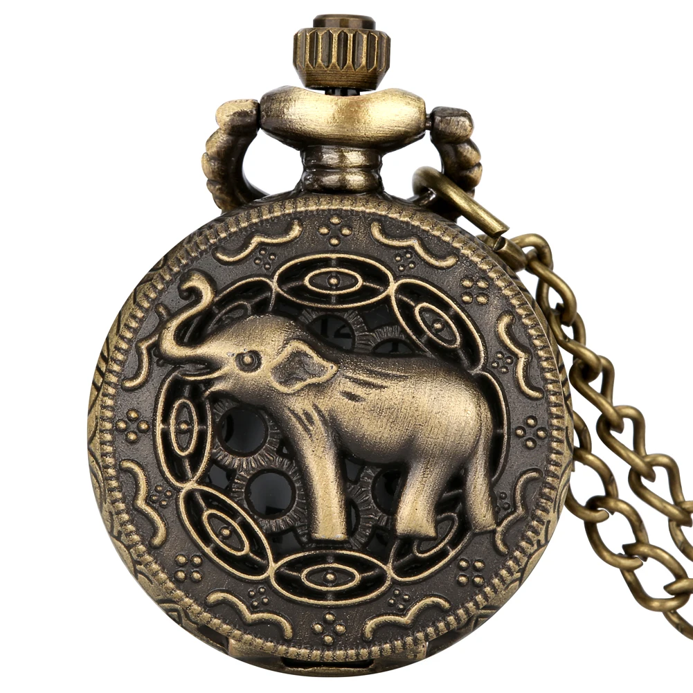 Small Size Animal Themed Vintage Pendant Necklace Pocket Watch Gift Unisex Quartz Analog Retro Exqusite Pocket Clock With Chain