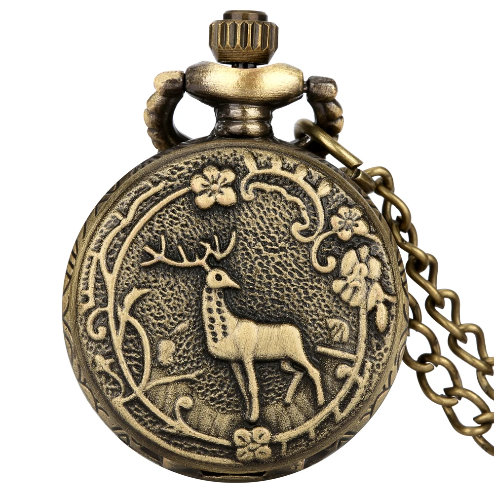 Small Size Animal Themed Vintage Pendant Necklace Pocket Watch Gift Unisex Quartz Analog Retro Exqusite Pocket Clock With Chain